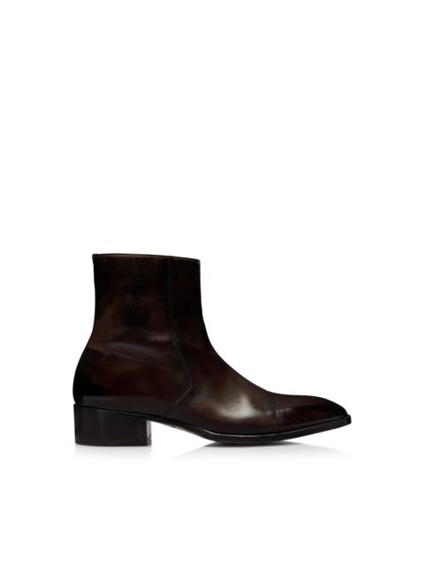 TOM FORD BURNISHED LEATHER HAINAUT ZIP BOOT