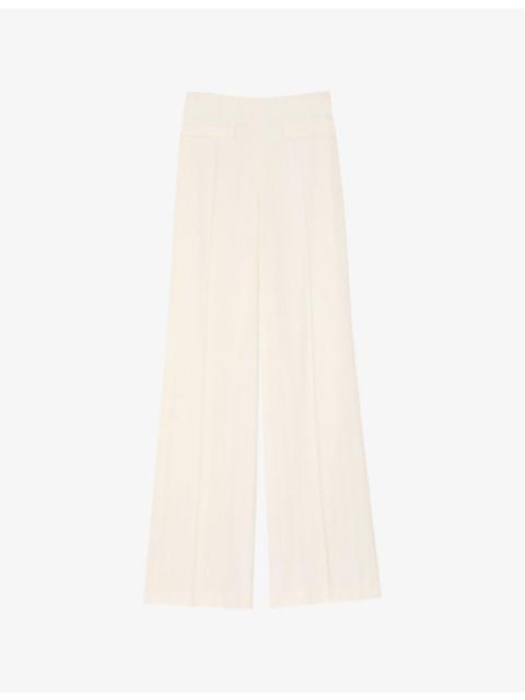Sandro Sequin-Embellished Straight-Leg Woven Trousers
