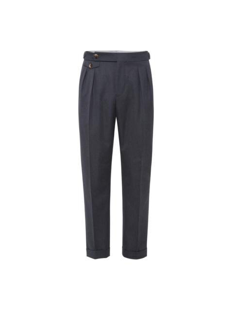 Brunello Cucinelli Brunello Cucinelli Gabardine tailor fit trousers in Lead at Nordstrom