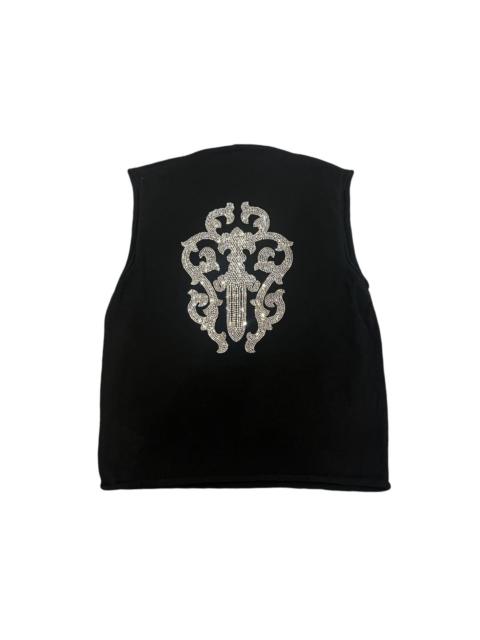 Chrome Hearts Rhinestone dagger cashmere sleeve less sweater tank top