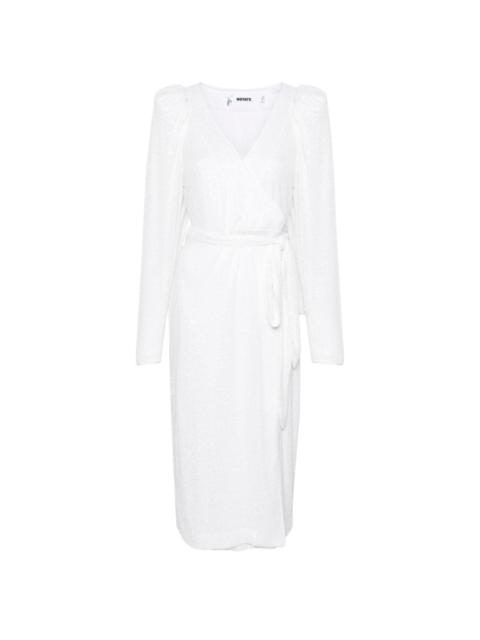ROTATE sequined midi wrap dress