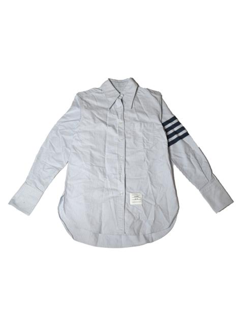Thom Browne Thom Browne 4 Bar Striped Cotton Jacquard Shirt Blue White