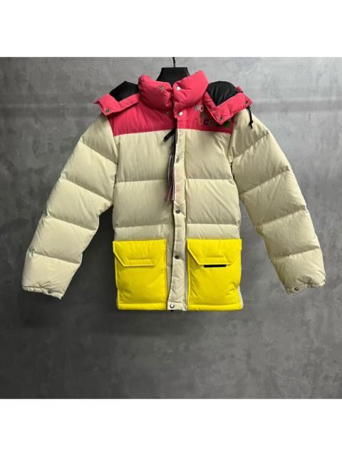 GUCCI Gucci Ivory Color-block Down Jacket with Detachable Hood