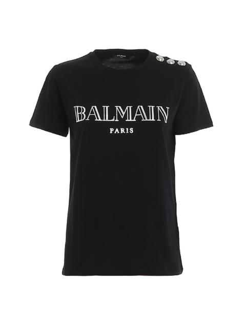 Balmain Balmain Logo Print Buttoned T Shirt, Size Large