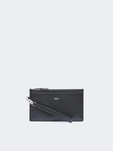 Max Mara Wrist-strap leather pouch - BLACK