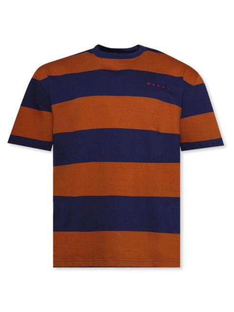 Marni MAXI-STRIPE T-SHIRT - OCEAN/TOBACCO