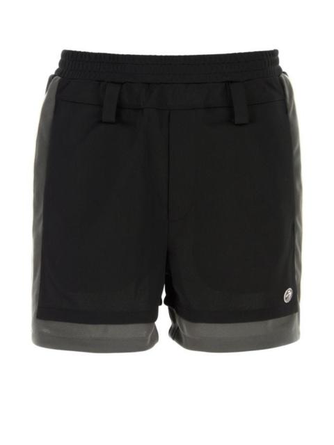 Black polyester bermuda shorts