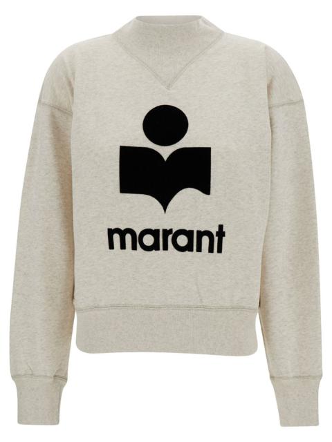 Isabel Marant Étoile Isabel Marant Etoile Women Beige High Neck Sweatshirt With Contrasting Logo Print In Cotton Blend Wo