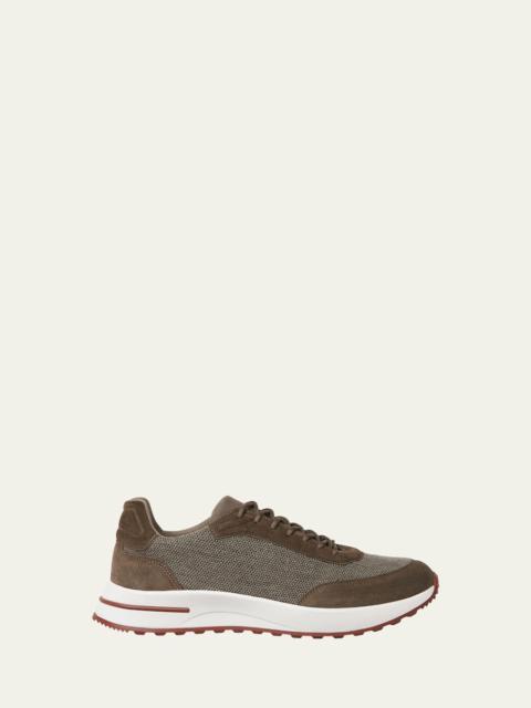 Loro Piana Men's Weekend Walk Technical Knit and Suede Sneakers