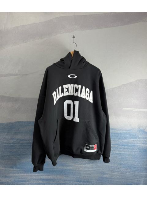 BALENCIAGA Balenciaga Black 'Basketball 01' Letter-Embroidered Hoodie