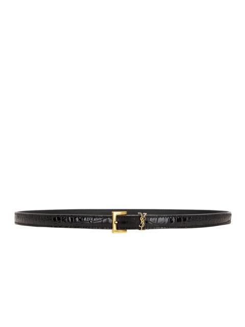 SAINT LAURENT Cassandre Thin Leather Belt