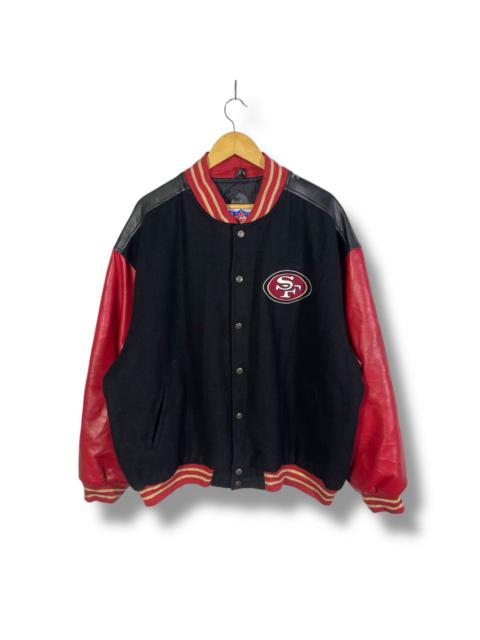Vintage SF 49ers NFL Embroidery Wool Varsity Leather Jacket