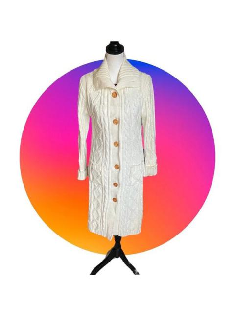 Vintage 70s Kmart Long Chunky Sweater Coat Coatigan Sz S Womens Taiwan Cream