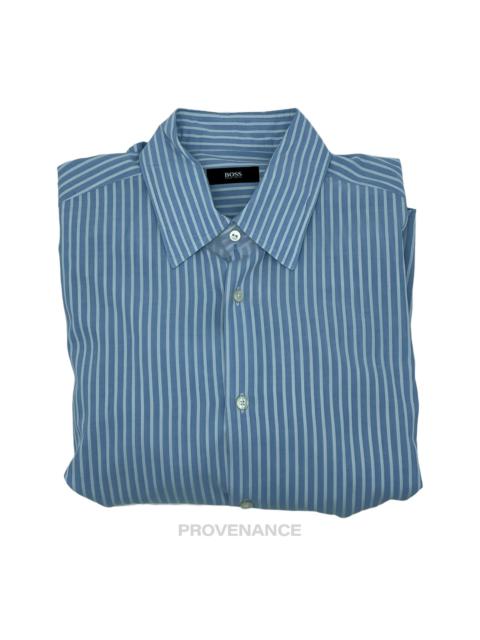 Boss Button Down Shirt - White Blue Striped