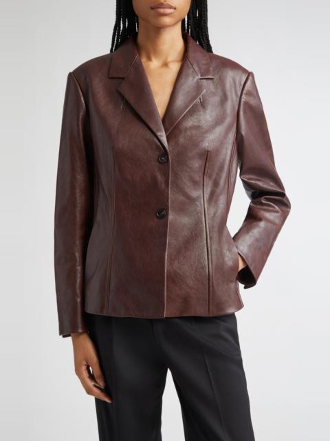 FERRAGAMO FERRAGAMO Tailored Leather Blazer in Dark Brown at Nordstrom