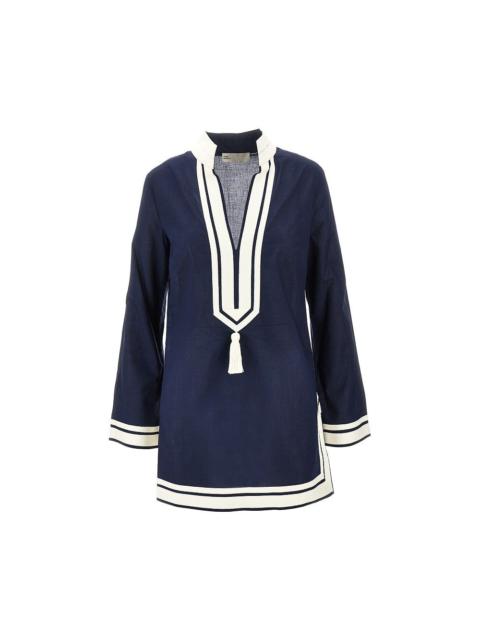 TORY BURCH COTTON VOILE TUNIC MINI DRESS