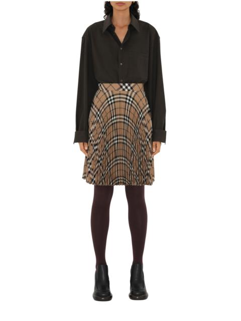 Burberry burberry Pleated Check Wool Blend Skirt in Linden at Nordstrom