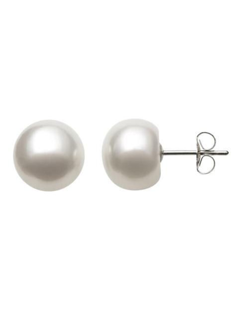 Other Designers Belacqua 7-8mm White Freshwater Pearl Button Stud Earrings in Sterling Silver Jewelry for Women