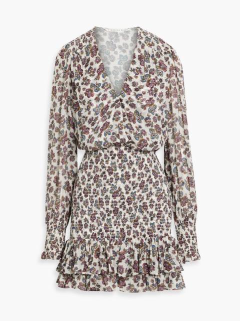 VERONICA BEARD Saera shirred floral-print crepe de chine mini dress