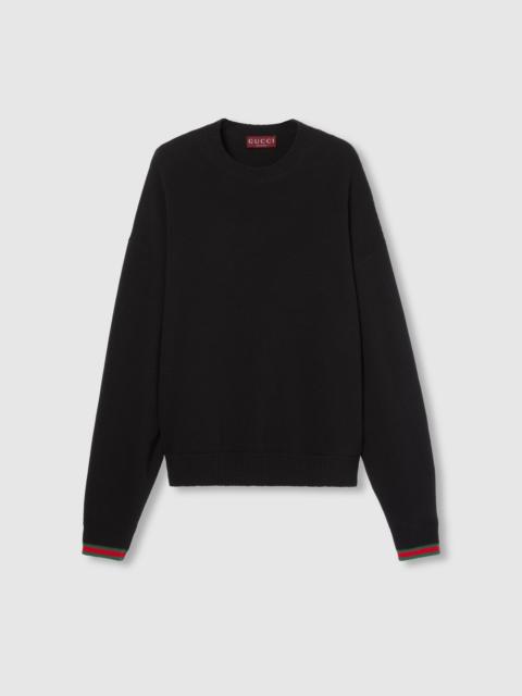 GUCCI Cashmere wool sweater with Web trim