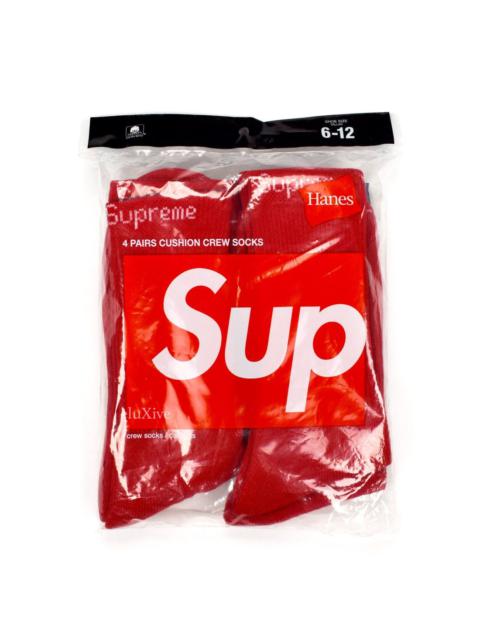 Supreme Supreme Red Logo Knit Hanes Crew Socks 4 Pack DS