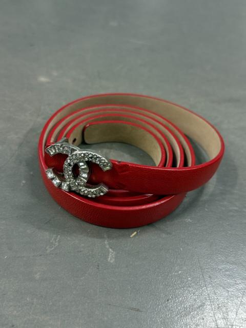 CHANEL Chanel Red Cowhide Double C Jewelry Series Belt