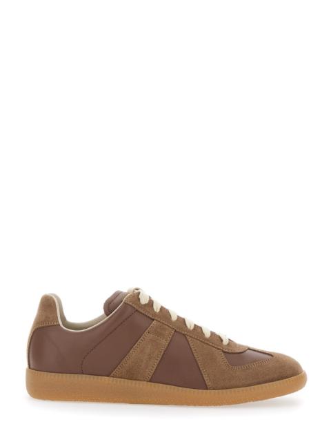 Maison Margiela Maison Margiela Women 'Replica' Brown Low Top Sneakers With Suede Details And Logo On The Tongue In 