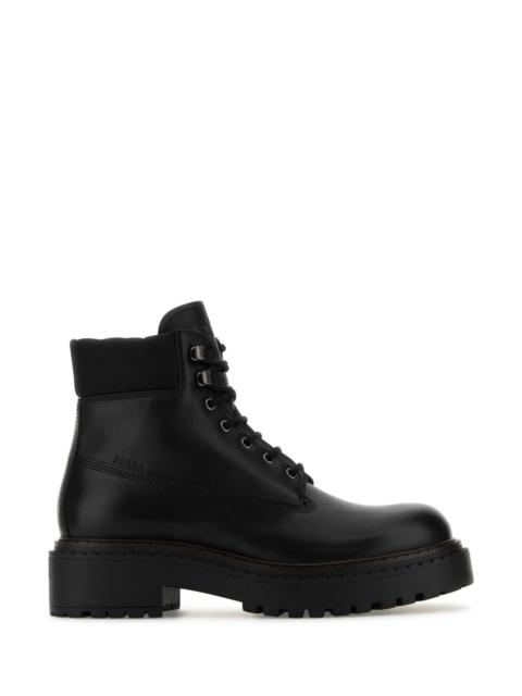 Prada Prada Men Black Leather Ankle Boots