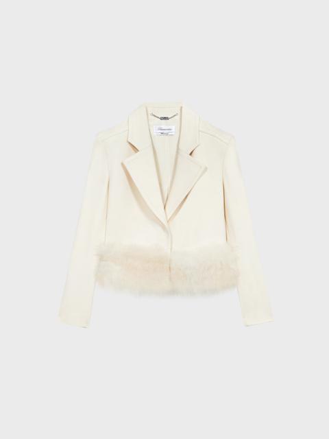 Blumarine CRÊPE SABLE' VISCOSE JACKET WITH MARABOU FEATHERS