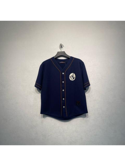 Louis Vuitton Louis Vuitton x Nigo collaboration FW25 embroidered knitted baseball short-sleeved shirt