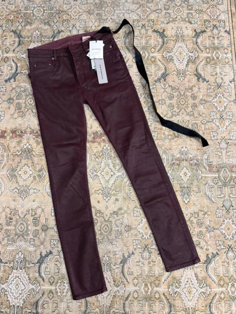 Rick Owens Rick Owens Burgundy Wet Wax Denim Jeans