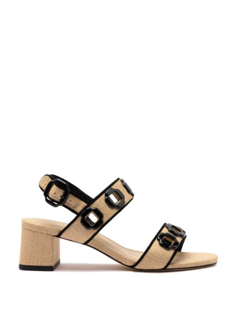Larroude - Larroude Milan Sandal In Beige Raffia Black-Trim