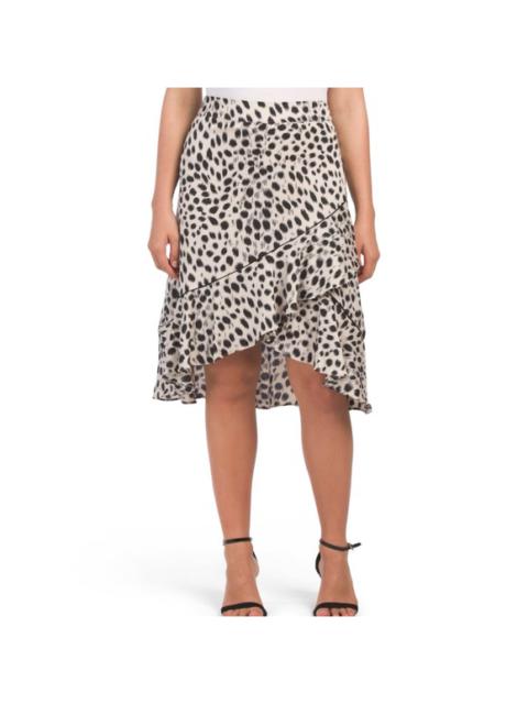 Other Designers Lucy Paris Leopard Spot Animal Print Ruffle Skirt