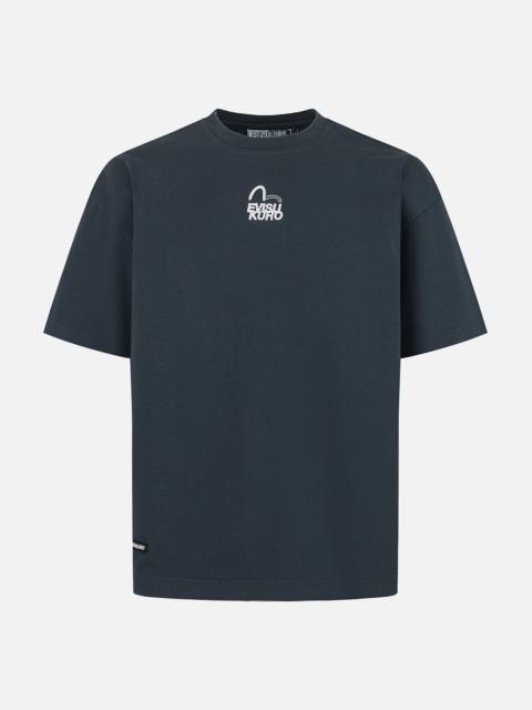 EVISU Seagull and Logo Embroidery Oversized Garment Dye T-Shirt