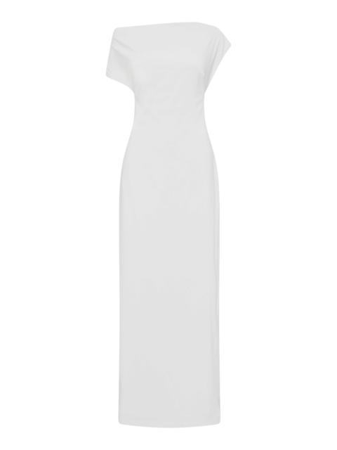 ST. AGNI Asymmetric Jersey Maxi Dress silver
