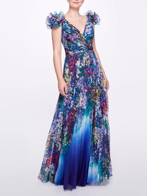 Marchesa PLEATED CHIFFON GOWN