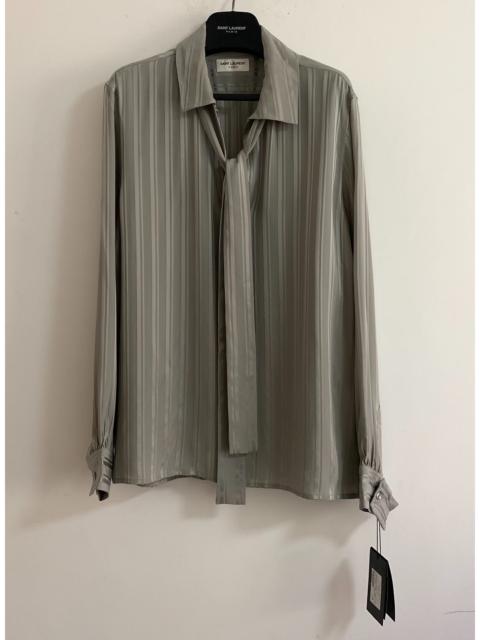 SAINT LAURENT Saint Laurent 22FW Runway Silk Silver Striped Shirt