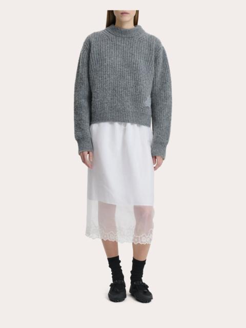 CECILIE BAHNSEN Bega Floral Appliqué Wool Mock Neck Sweater