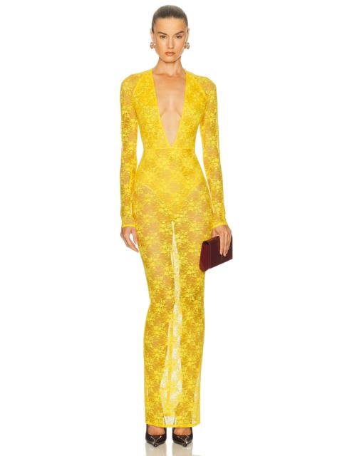 ALEX PERRY Long Sleeve Halter Column Dress