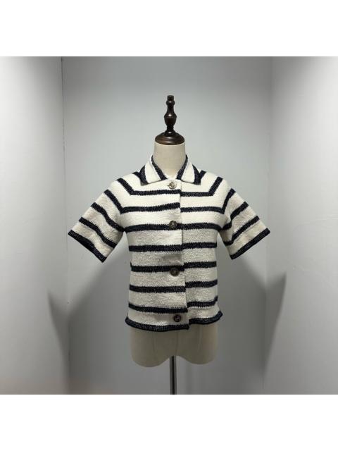 Dior Dior Black White Striped Color-Block Short Sleeve Shirt