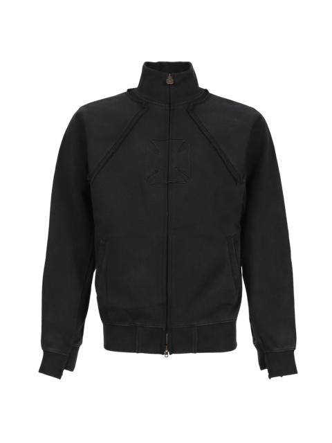 VETEMENTS BIKER CROSS FITTED ZIP-UP HOODIE / BLK