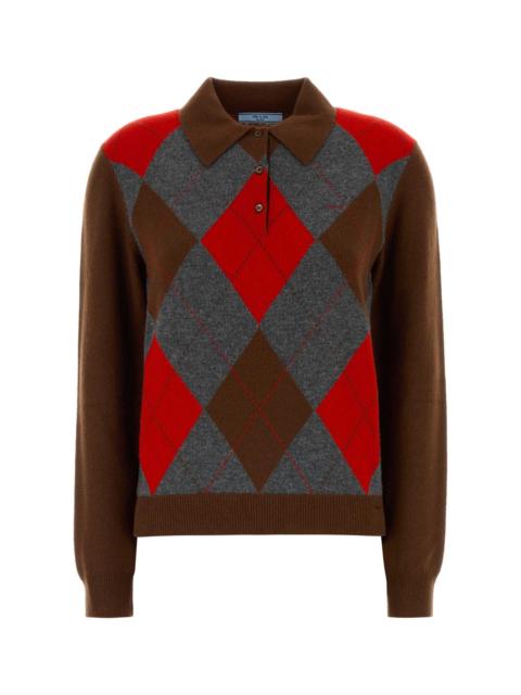 Prada Prada Women Brown Cashmere Polo Shirt