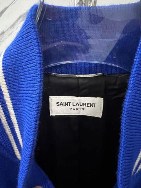 SAINT LAURENT Saint Laurent Paris Men’s Teddy Jacket Blue/White Button Lined Wool 50