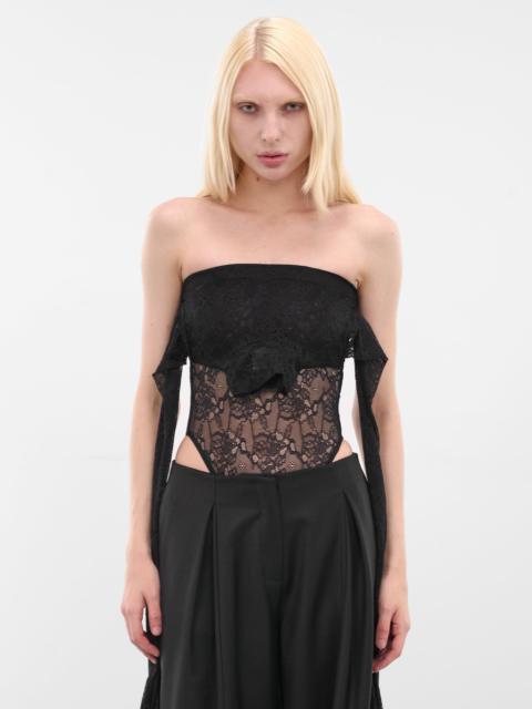 VETEMENTS Black Lace Deconstructed Sleeve Bodysuit