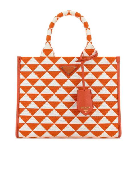 Prada Embroidered Fabric Small Symbole Shopping Bag