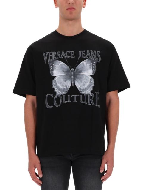 VERSACE JEANS COUTURE BUTTERFLY LOGO COTTON T-SHIRT