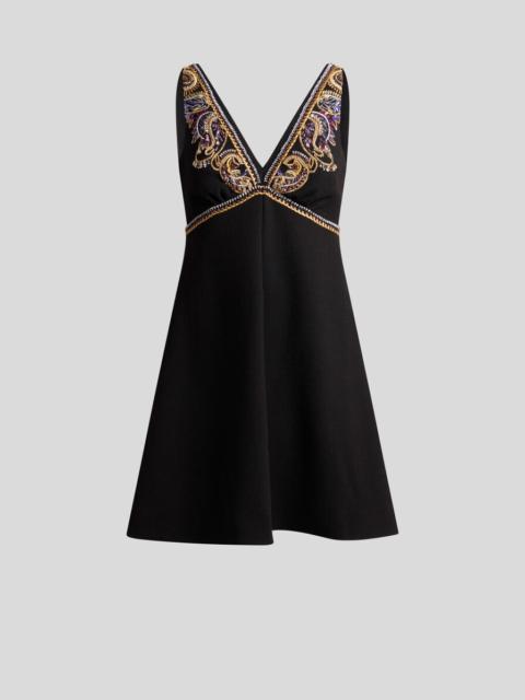 Etro WOOL MINI DRESS WITH PAISLEY FOLIAGE EMBROIDERY