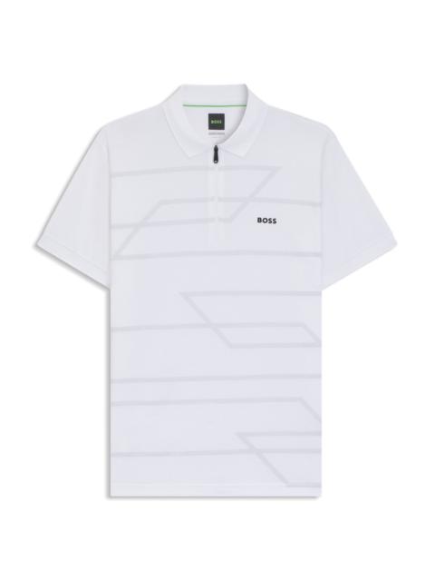 BOSS SLIM-FIT POLO SHIRT IN OXFORD COTTON WITH PRINTED FRONT PANEL