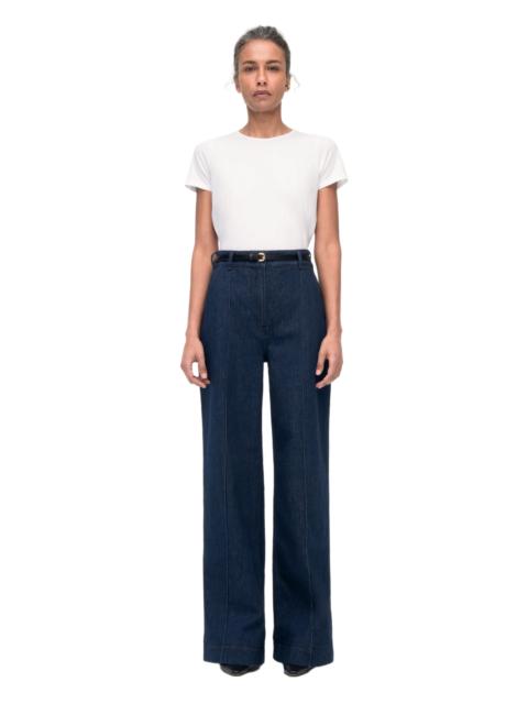 Another Tomorrow Another Tomorrow HIGH WAISTED DENIM TROUSER in Dark Wash at Nordstrom