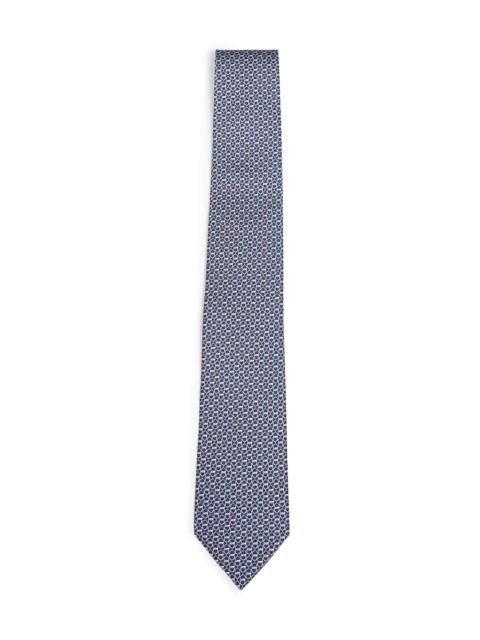 FERRAGAMO Ferragamo Men Navy Blue Gancini Silk Twill Tie